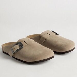 Faux Suede Slip-On Clogs with Buckle (Wide Width)